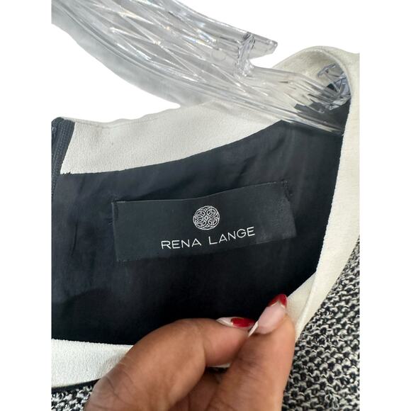 Rena Lange Sheath Dress Black White Sleeveless Tweed Twee Office Work Size 8 - Picture 2 of 12